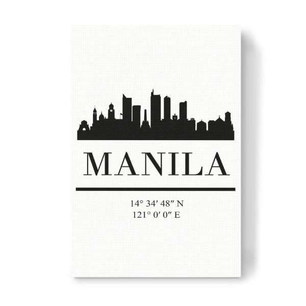 Leinwandbild "MANILA PHILIPPINES BLACK SKYLINE" artboxONE - Städte,Reise,Schwarzweiß,Reise / Asien,Städte / Weitere,Kartografie