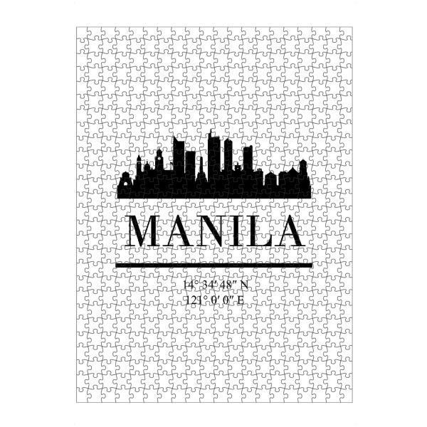 Puzzle Ravensburger "MANILA PHILIPPINES BLACK SKYLINE" artboxONE - Städte,Reise,Schwarzweiß,Reise / Asien,Städte / Weitere,Kartografie