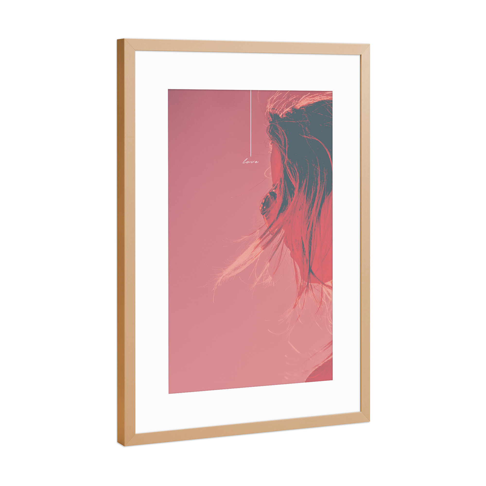 Poster mit Rahmen Kupfer "Summer love" artboxONE - Abstrakt - Mädchen,Girl,Sommer,Summer,Vibes,Good,Feeling,Strand,Farben,Frau
