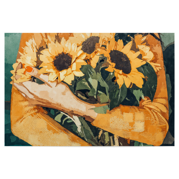 Poster "Holding Sunflowers" artboxONE - Natur,Menschen