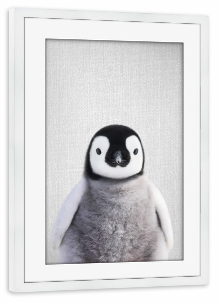 Poster mit Rahmen weiß "Baby Penguin - Colorful" artboxONE - Für Kinder,Tiere
