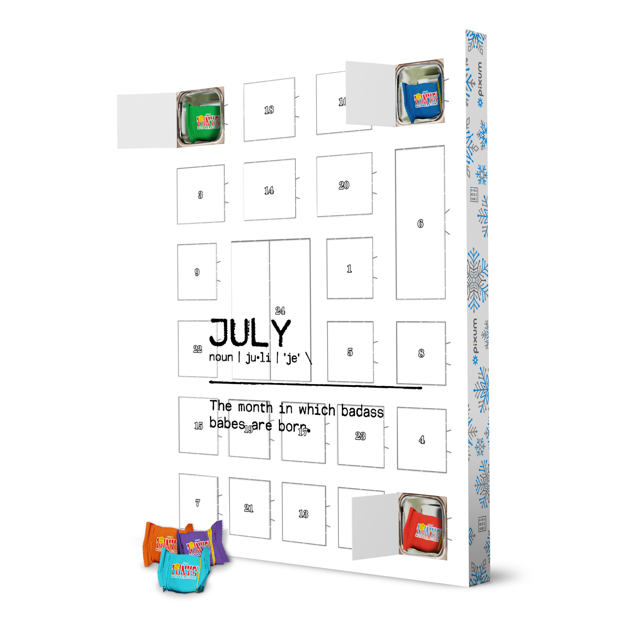 Adventskalender mit Tony's Chocolonely July Quote Badass Babe artboxONE Adventskalender Typografie