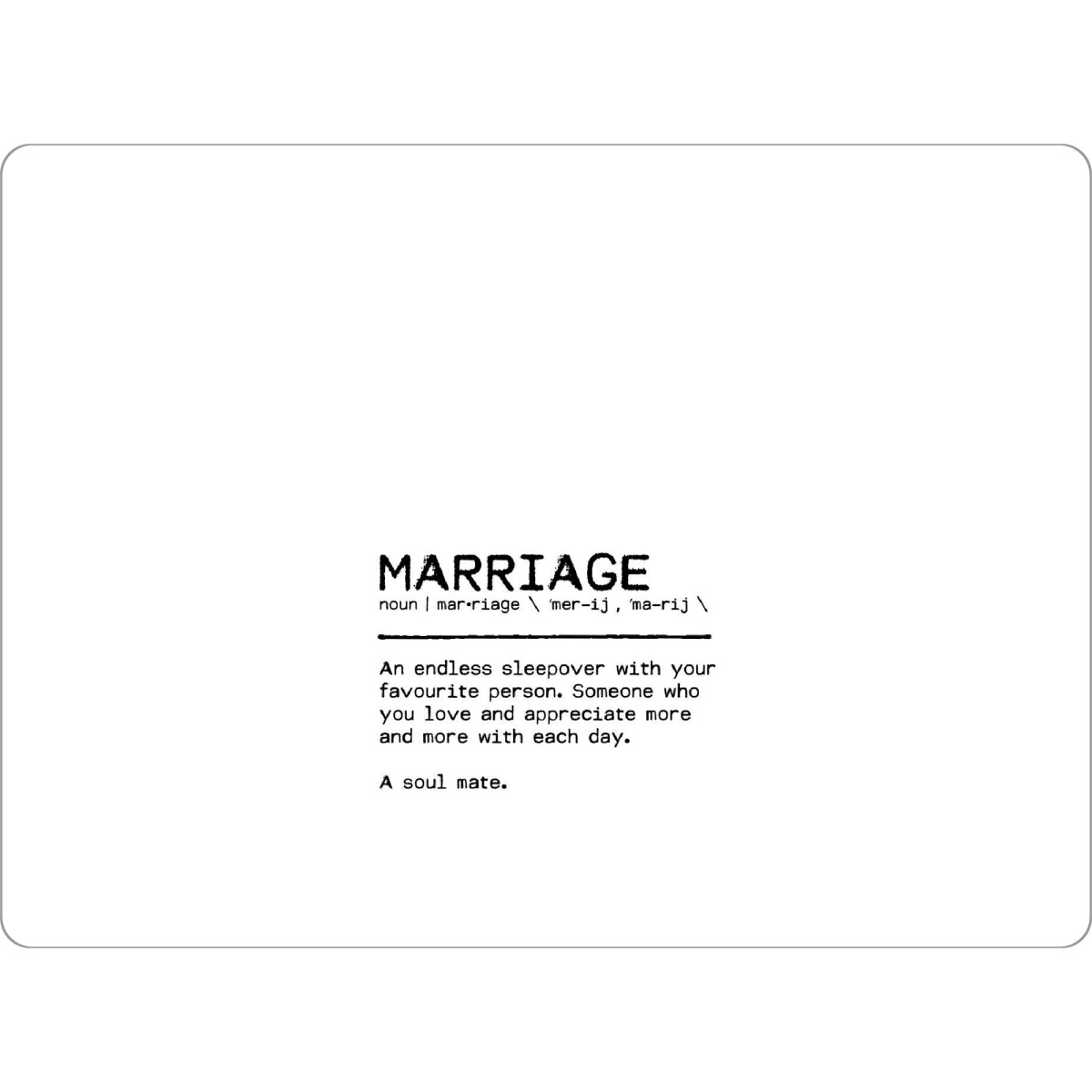 Tischset "Marriage Quote" artboxONE - Typografie,Schwarzweiß,Liebe,Lustig
