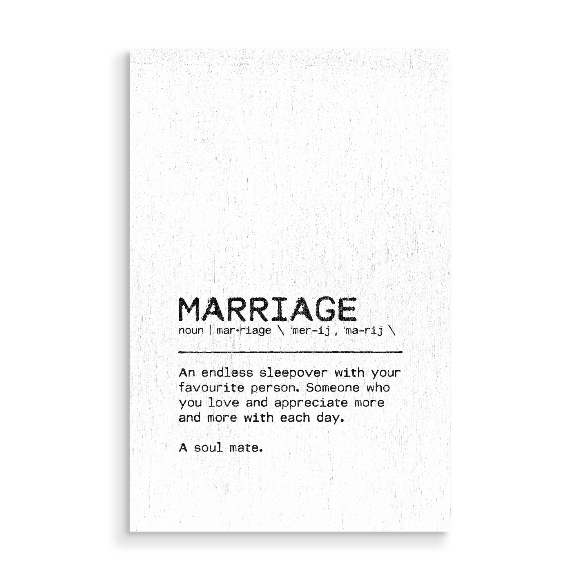 Holzbild "Marriage Quote" artboxONE - Typografie,Schwarzweiß,Liebe,Lustig