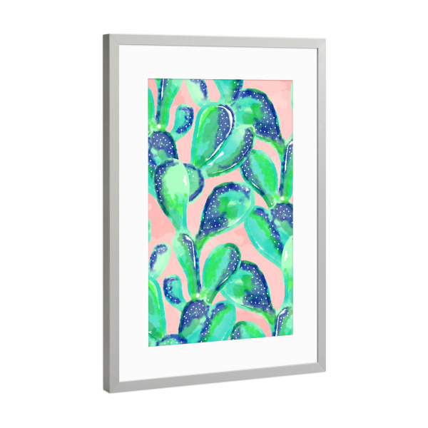 Poster mit Rahmen Silber "Cactus Life-II" artboxONE - Natur