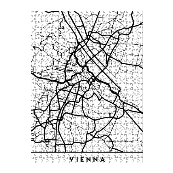 Puzzle Ravensburger "VIENNA AUSTRIA BLACK CITY MAP" artboxONE - Städte,Reise,Schwarzweiß,Städte / Wien,Kartografie