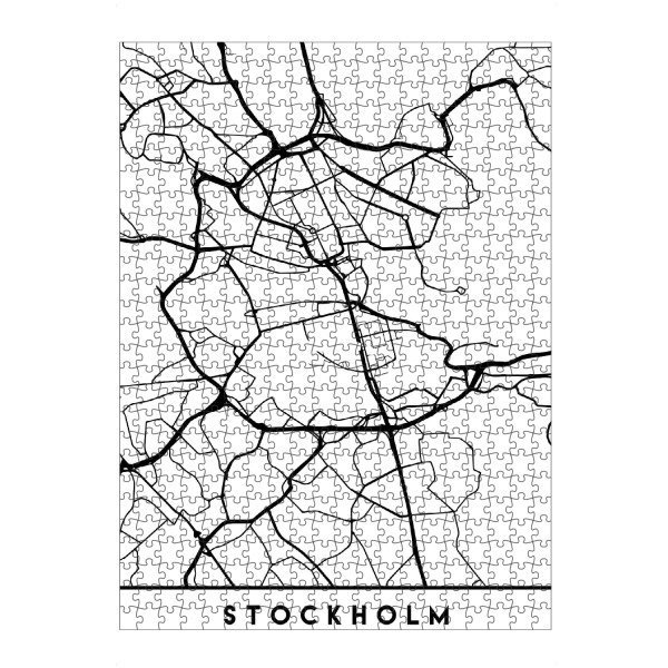 artboxONE Puzzle "STOCKHOLM SWEDEN BLACK CITY MAP" artboxONE - Städte,Reise,Schwarzweiß,Städte / Stockholm,Kartografie
