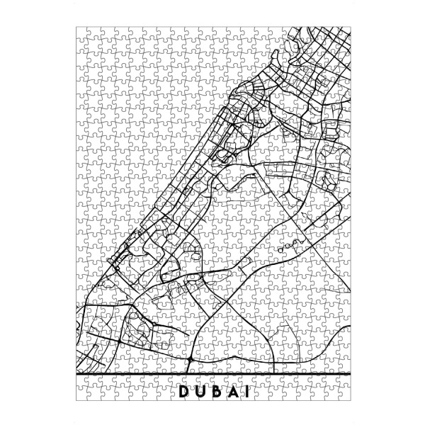 Puzzle Ravensburger "DUBAI UAE BLACK CITY MAP" artboxONE - Städte,Reise,Schwarzweiß,Städte / Dubai,Kartografie