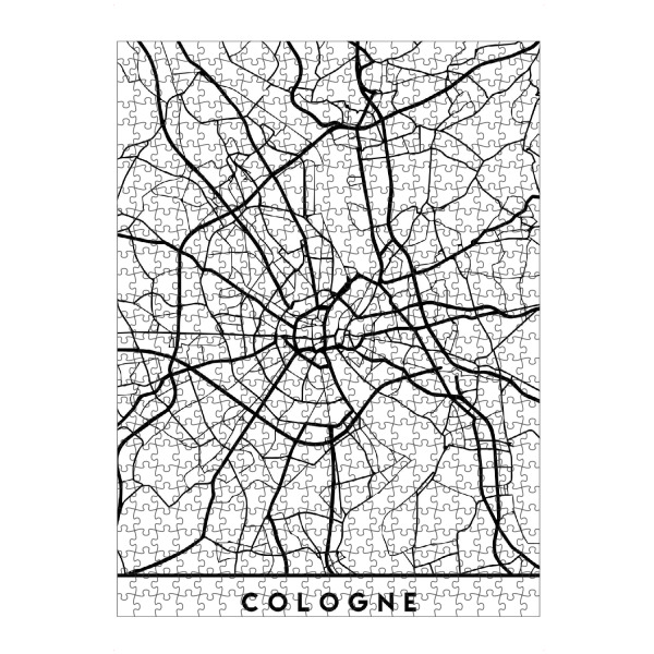 artboxONE Puzzle "COLOGNE GERMANY BLACK CITY MAP" artboxONE - Städte,Städte / Köln,Reise,Schwarzweiß,Kartografie