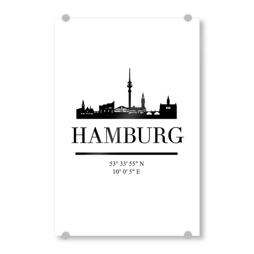 HAMBURG GERMANY BLACK SKYLINE ART