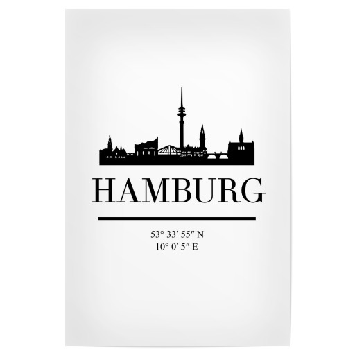 HAMBURG GERMANY BLACK SKYLINE ART