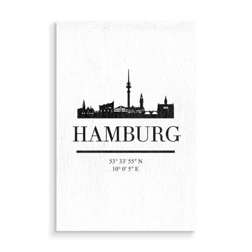HAMBURG GERMANY BLACK SKYLINE ART