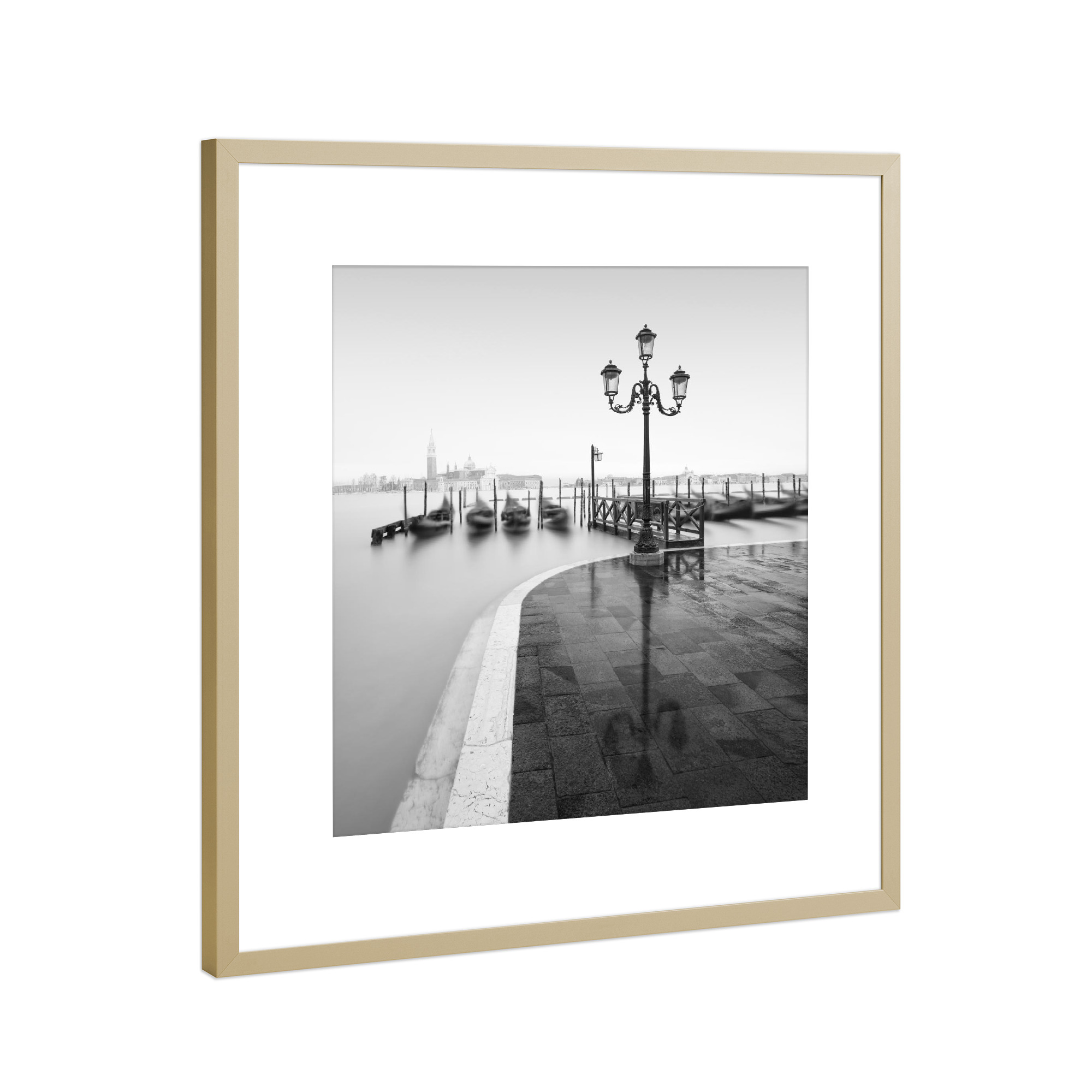 Poster mit Rahmen Gold "Piazzetta San Marco II Venedig" artboxONE - Städte,Schwarzweiß,Architektur,Städte / Venedig