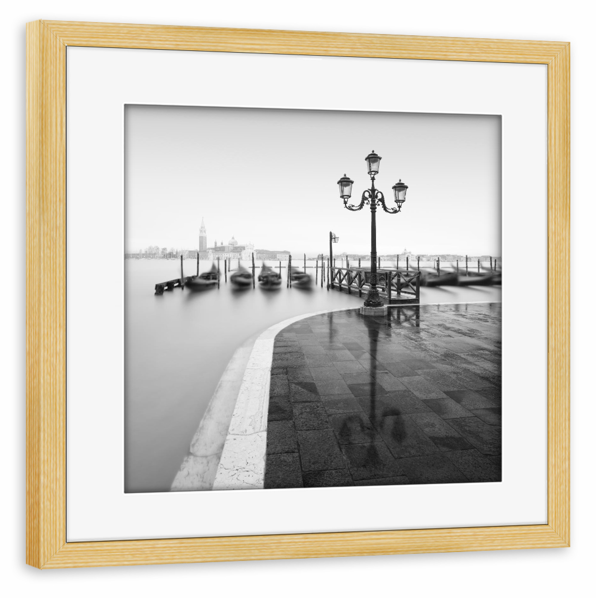 Poster mit Rahmen kiefer "Piazzetta San Marco II Venedig" artboxONE - Städte,Schwarzweiß,Architektur,Städte / Venedig