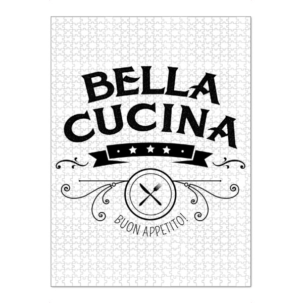 Puzzle Ravensburger "Bella Cucina" artboxONE - Typografie,Essen & Trinken,Schwarzweiß - Bella cucina,Küche,Kitchen,Dinner table,Dinner