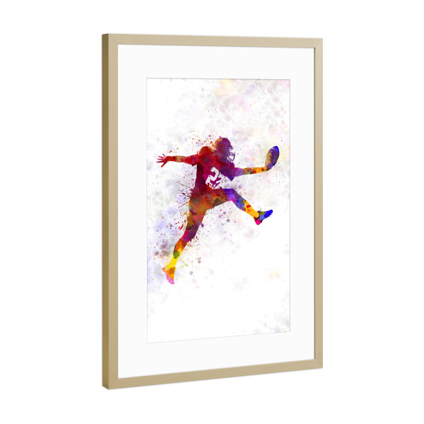 Poster mit Rahmen Gold "American football touchdown" artboxONE - Für Kinder,Abstrakt,Sport,Sport / Fußball,Für Papa