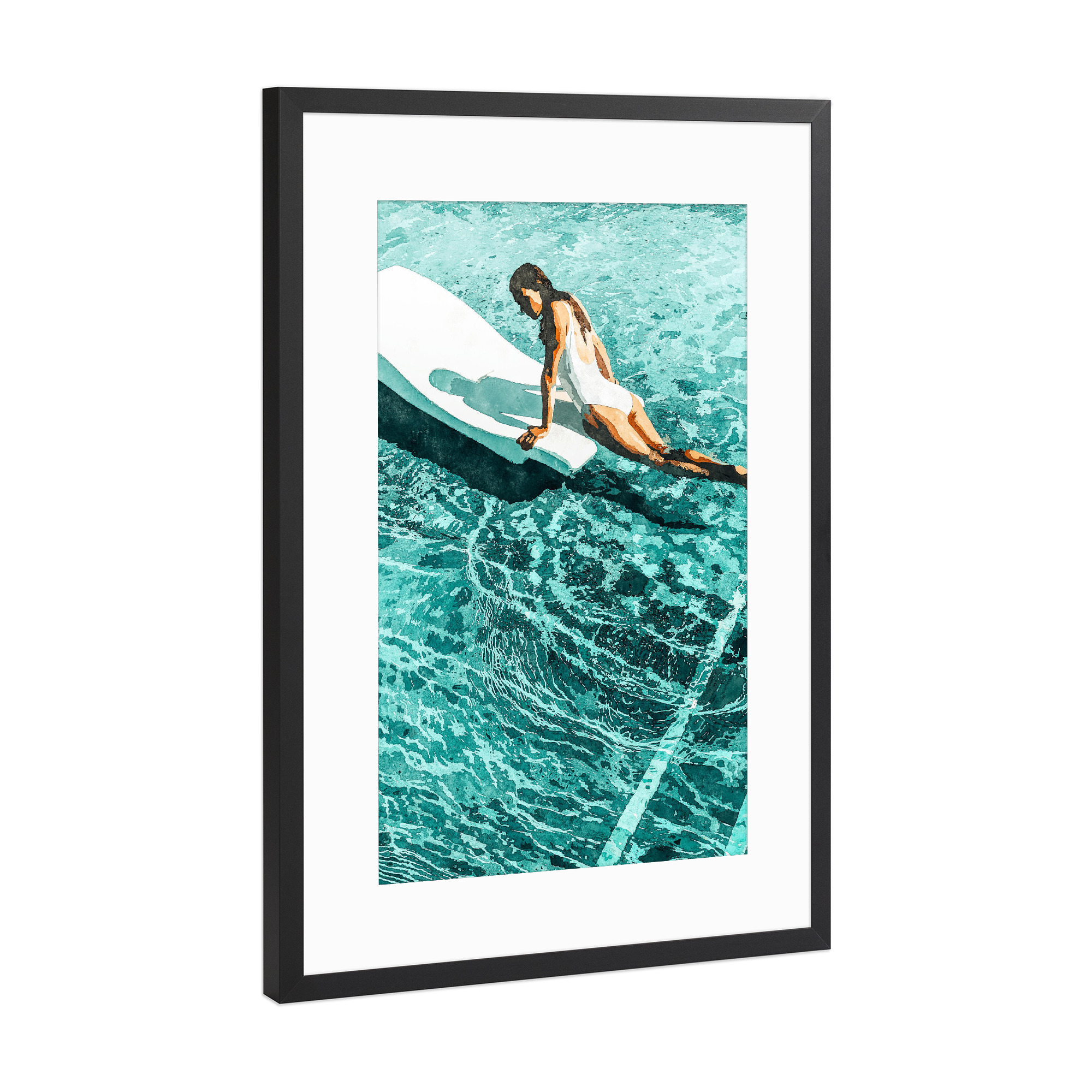Poster mit Rahmen Schwarz (Metallic) "Pool Day | Summer Swimming Swim" artboxONE - Menschen