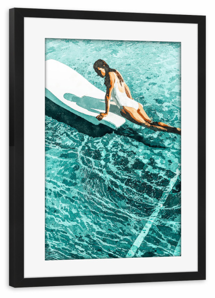 Poster mit Rahmen schwarz "Pool Day | Summer Swimming Swim" artboxONE - Menschen