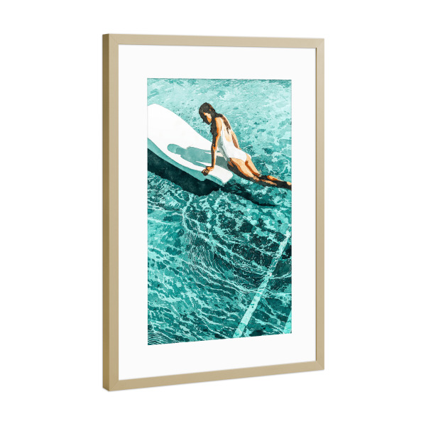 Poster mit Rahmen Gold "Pool Day | Summer Swimming Swim" artboxONE - Menschen