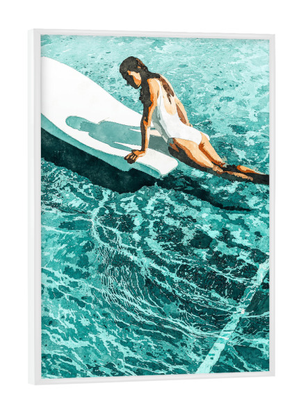Poster mit weißem Rahmen "Pool Day | Summer Swimming Swim" artboxONE - Menschen