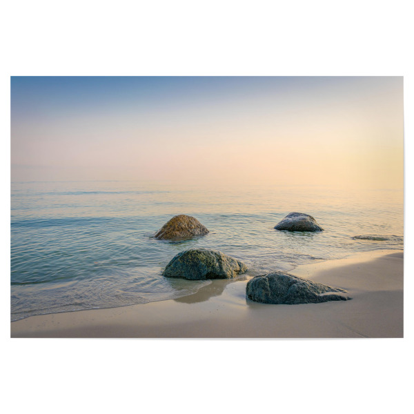 Poster 30x20 cm "Morgennebel am Meer" artboxONE - Reise / Strand und Meer - Rügen,Meer,Landschaft,Sonnenaufgang,Ostsee,Küste,Strand,Binz,Nebel