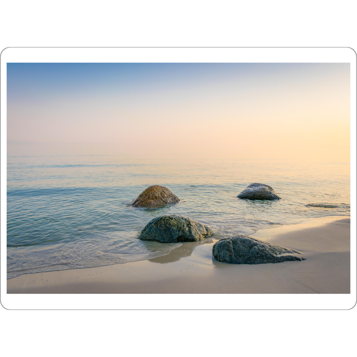 Tischset "Morgennebel am Meer" artboxONE - Reise / Strand und Meer - Rügen,Meer,Landschaft,Sonnenaufgang,Ostsee,Küste,Strand,Binz,Nebel - Bild rügen