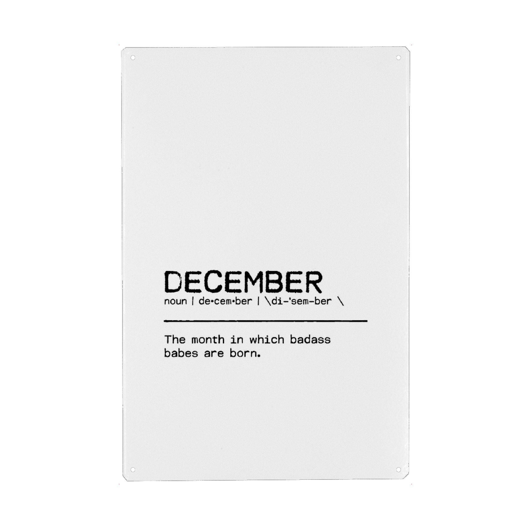 Holzbild "December Quote Badass Babe" artboxONE - Typografie,Schwarzweiß,Lustig