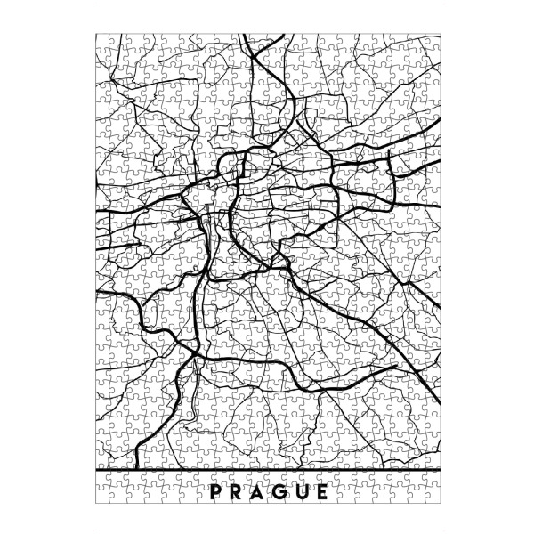 artboxONE Puzzle "PRAGUE CZECH REPUBLIC CITY MAP" artboxONE - Städte,Reise,Schwarzweiß,Städte / Prag,Kartografie