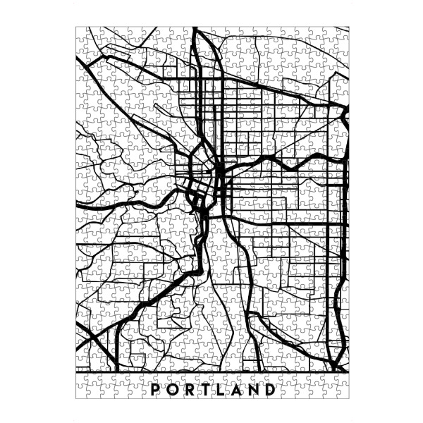 artboxONE Puzzle "PORTLAND OREGON BLACK CITY MAP" artboxONE - Städte,Reise,Schwarzweiß,Städte / Weitere,Kartografie