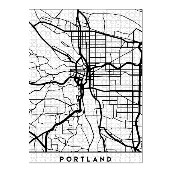 Puzzle Ravensburger "PORTLAND OREGON BLACK CITY MAP" artboxONE - Städte,Reise,Schwarzweiß,Städte / Weitere,Kartografie