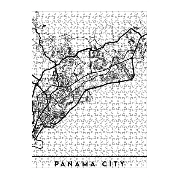 artboxONE Puzzle "PANAMA CITY BLACK CITY MAP" artboxONE - Städte,Reise,Schwarzweiß,Städte / Weitere,Kartografie