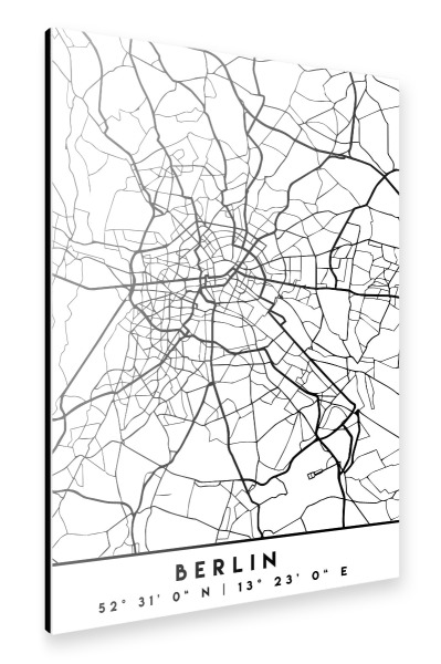 Alu-Dibond "BERLIN GERMANY BLACK CITY MAP" 30x20 cm artboxONE