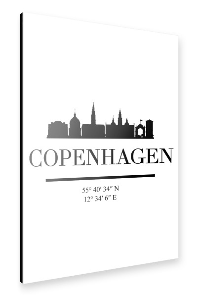 Alu-Dibond "COPENHAGEN DENMARK BLACK SKYLINE" 30x20 cm artboxONE