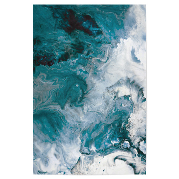 Poster 30x20 cm "Teal Abstract Art" artboxONE - Abstrakt,Marmor - Fluid art,Abstract painting,Teal and white