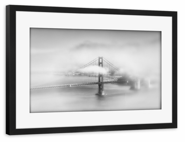 Poster mit Rahmen schwarz "Golden Gate Bridge im Nebel" artboxONE - Schwarzweiß,Städte / San Francisco - San fancisco,Brücke,Usa