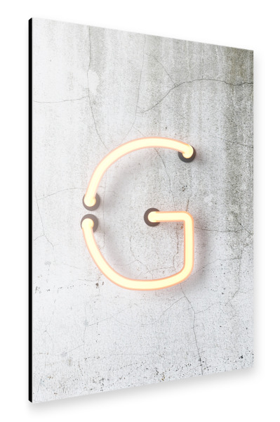 Alu-Dibond "Neon Alphabet On - G" 30x20 cm artboxONE