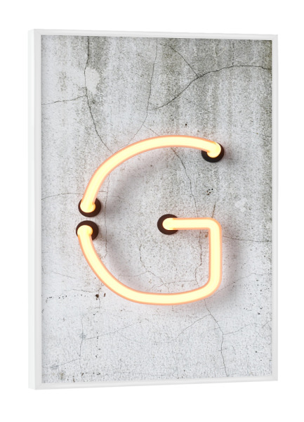 Poster mit weißem Rahmen "Neon Alphabet On - G" artboxONE - Buchstaben / G - Buchstabenset-neon1,Buchstabe-g,Alphabet,Neon sign,Neon art