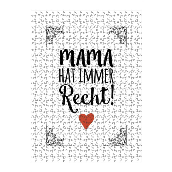 Puzzle Ravensburger "Mama hat immer Recht" artboxONE - Typografie,Schwarzweiß,Für Mama - Mama,Muttertag,Recht haben - Bild mama