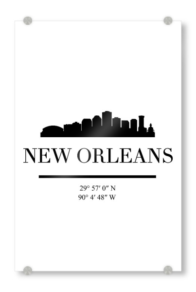 Acrylglasbild "NEW ORLEANS LOUISIANA SKYLINE ART" artboxONE - Städte,Reise,Schwarzweiß,Städte / Weitere,Kartografie