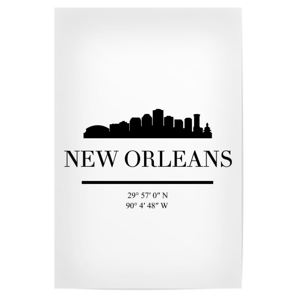Poster 30x20 cm "NEW ORLEANS LOUISIANA SKYLINE ART" artboxONE - Städte,Reise,Schwarzweiß,Städte / Weitere,Kartografie
