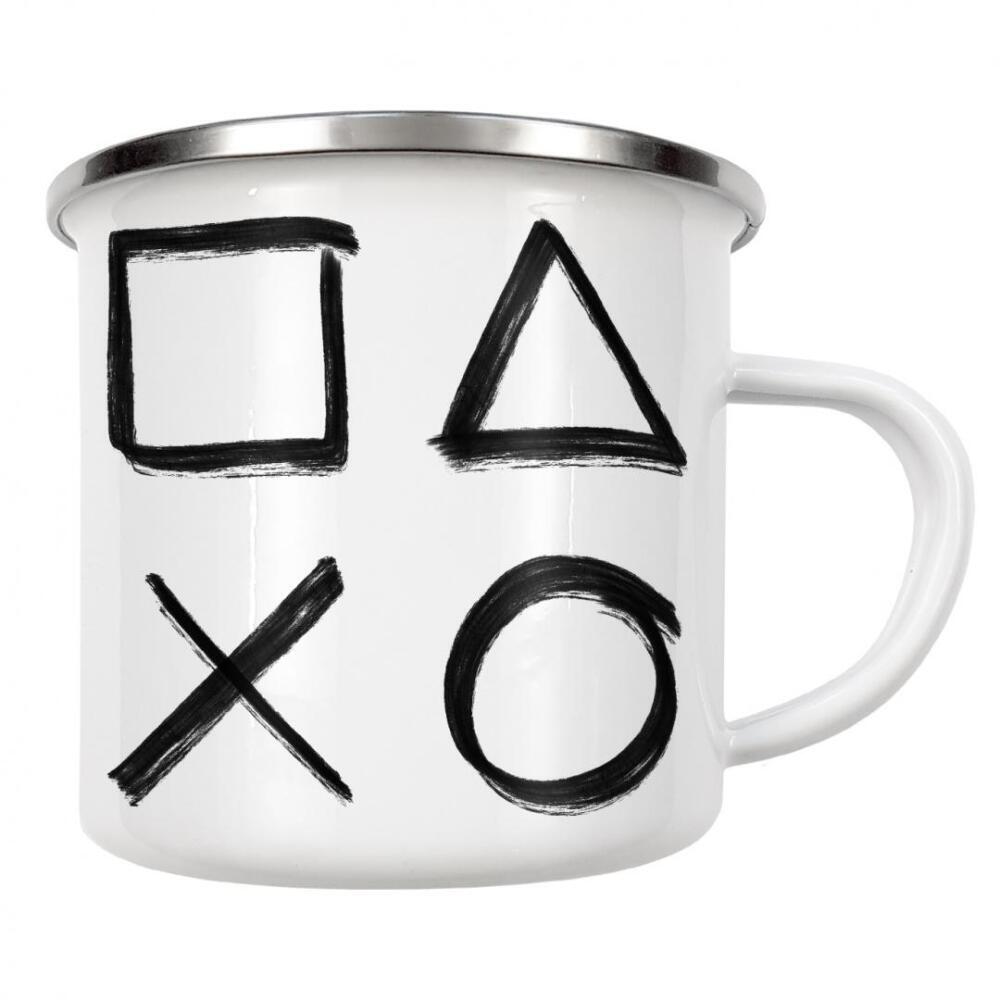 Emaille Tasse "Controller Knöpfe sw" artboxONE - Für Kinder,Abstrakt,Schwarzweiß