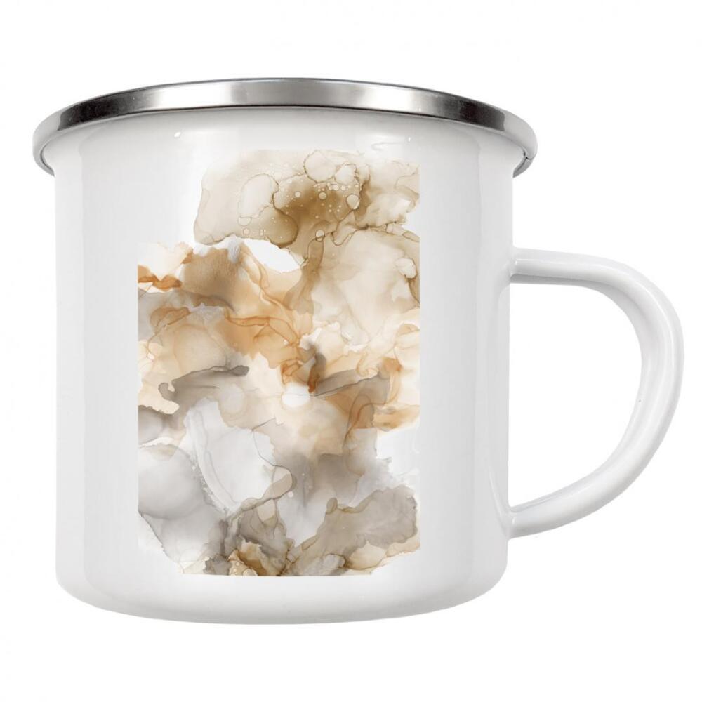 Emaille Tasse "Alcohol paint beige grey" artboxONE - Abstrakt - Alkohol,Paint,Kunst,Abstrakt,Beige,Grau,Marmor,Muster