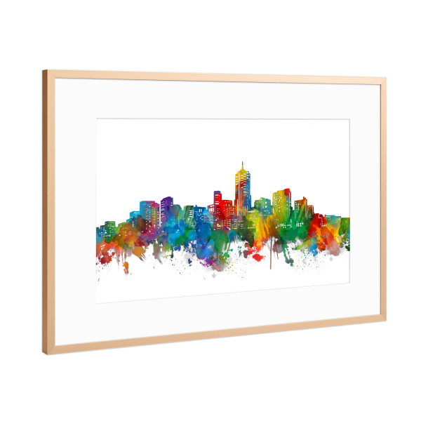 Poster mit Rahmen Kupfer "Denver skyline watercolor" artboxONE - Städte,Städte / Weitere - Denver,Colorado,Skyline,Usa,America