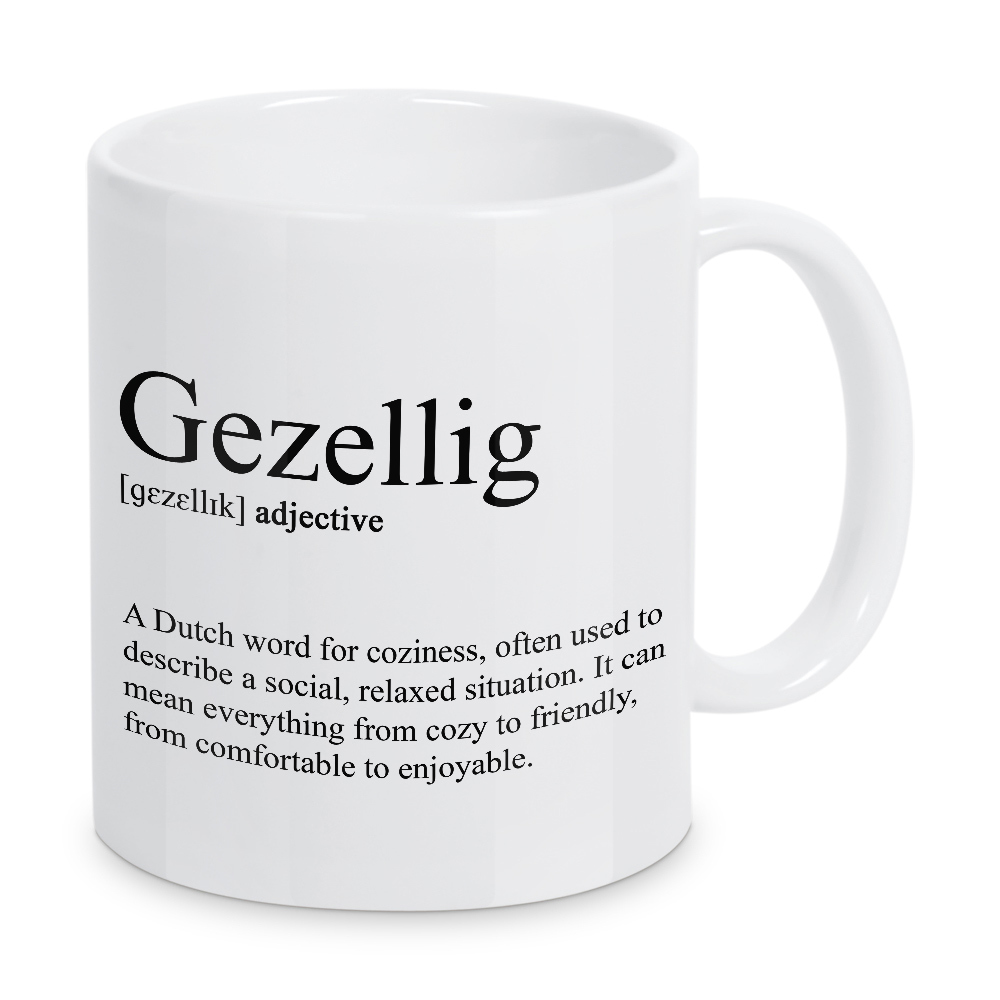 Tasse "Gezellig - Definition" artboxONE - Typografie,Menschen,Schwarzweiß