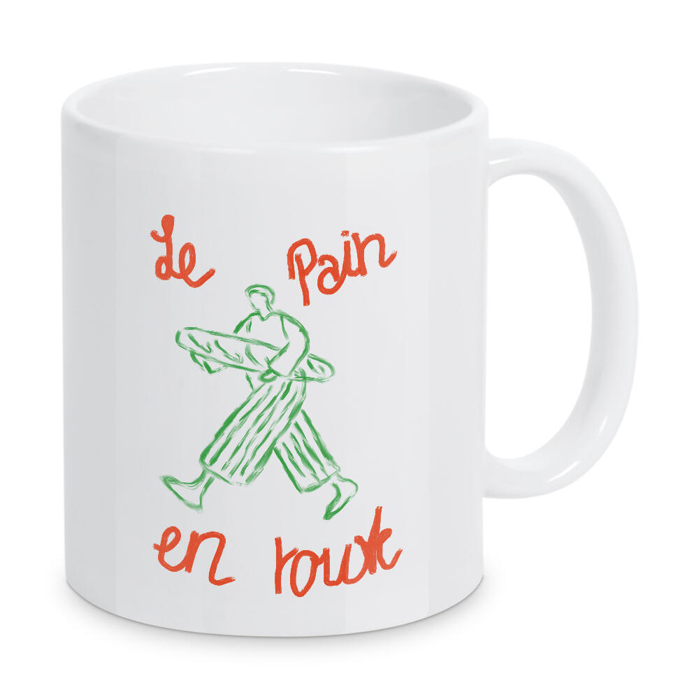 Tasse "Le pain en route" artboxONE - Abstrakt,Menschen,Städte / Paris - Französisch,Frankreich,Baguette,Mann,Le pain,En route,Malerei