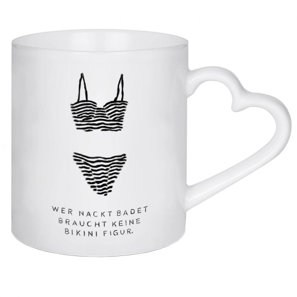 Herztasse "Bikini Figur" artboxONE - Typografie,Menschen,Fashion - Nackt,Bikini,Baden,Bikini figur,Schwarzweiß