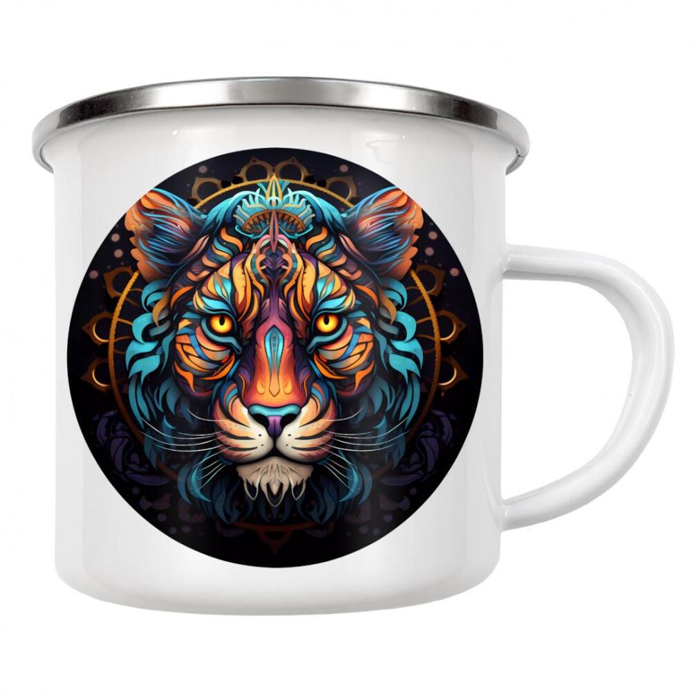 Emaille Tasse "Mandala - Tiger" artboxONE - Tiere,Abstrakt - Mandala,Natur,Zen,Yoga,Indie,Meditation,Boho,Buddha,Spirituell,Namaste,Tier,Tiger
