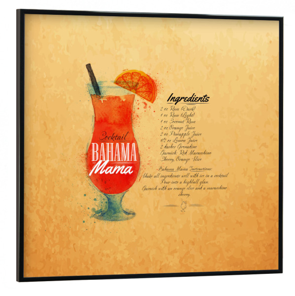 Poster mit schwarzem Rahmen 30x30 cm "Bahama mama watercolor craft" artboxONE - Für Mama,Für Papa,Essen & Trinken / Alkohol