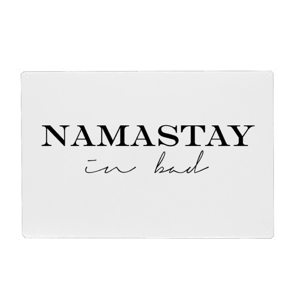 Metall Poster "Namastay in Bed, Typography" artboxONE - Typografie,Schwarzweiß