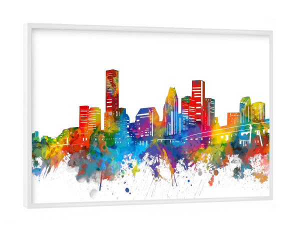 Poster mit weißem Rahmen "Houston skyline watercolor" artboxONE - Städte